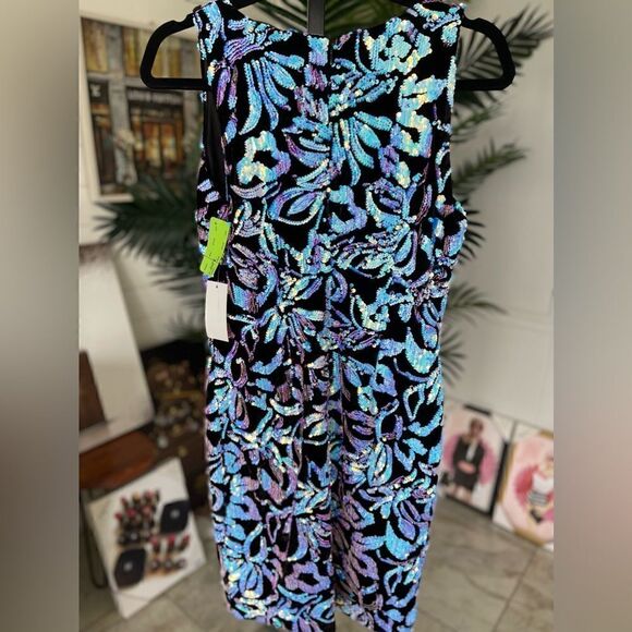 Neiman Marcus, black velvet and sequin dress. SZ 4 NWT - Picture 2 of 5